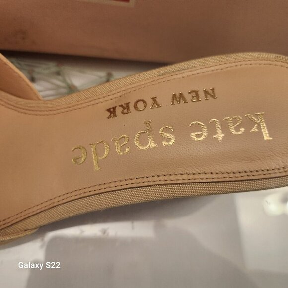 Kate Spade Meena Canvas Wedge Sandal in Warm Stone. NIB. Size 8.5 - Picture 3 of 11